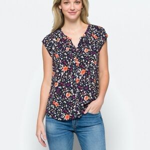 Daniel Rainn Bernal Split Neck Blouse – Floral Print